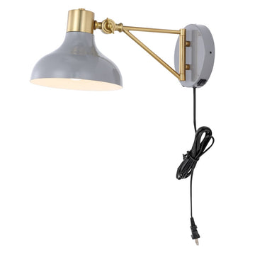 Lynn 15" Swing Arm Modern Midcentury Iron USB Charging Port LED Sconce - JONATHAN Y